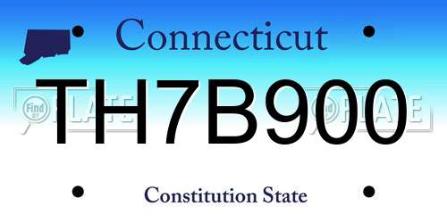 TH7B900 Connecticut License Plate