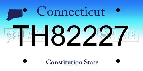 TH82227 Connecticut License Plate
