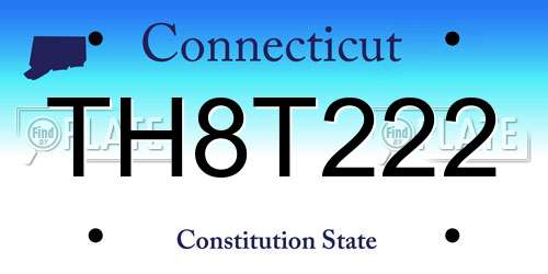 TH8T222 Connecticut License Plate