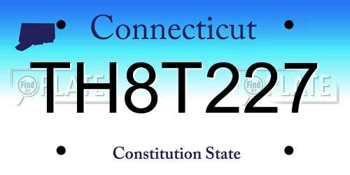 TH8T227 Connecticut License Plate