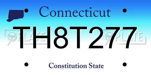 TH8T277 Connecticut License Plate