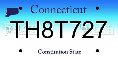 TH8T727 Connecticut License Plate
