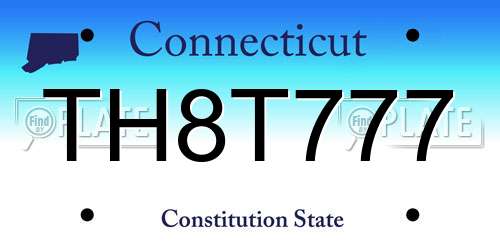 TH8T777 Connecticut License Plate