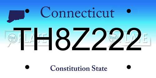 TH8Z222 Connecticut License Plate
