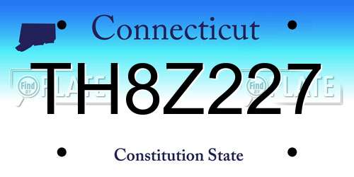 TH8Z227 Connecticut License Plate