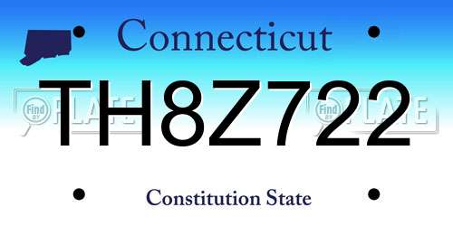 TH8Z722 Connecticut License Plate