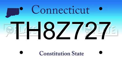 TH8Z727 Connecticut License Plate