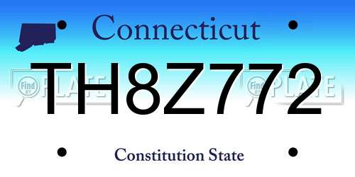 TH8Z772 Connecticut License Plate