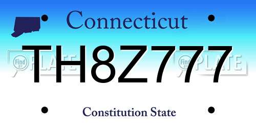 TH8Z777 Connecticut License Plate