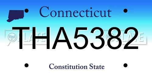 THA5382 Connecticut License Plate