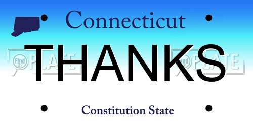 THANKS Connecticut License Plate