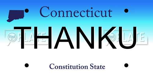 THANKU Connecticut License Plate