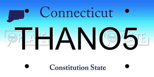 THANO5 Connecticut License Plate