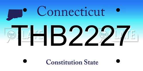 THB2227 Connecticut License Plate