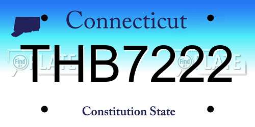 THB7222 Connecticut License Plate