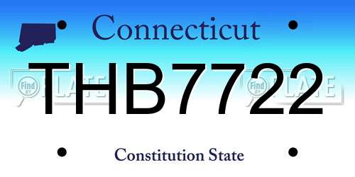 THB7722 Connecticut License Plate
