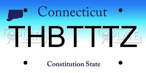 THBTTTZ Connecticut License Plate