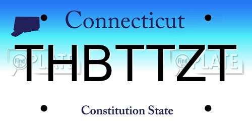 THBTTZT Connecticut License Plate