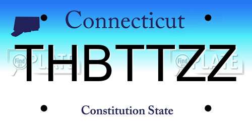 THBTTZZ Connecticut License Plate