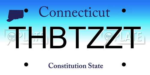 THBTZZT Connecticut License Plate