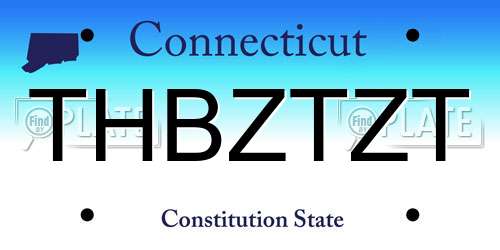 THBZTZT Connecticut License Plate
