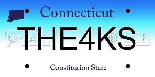 THE4KS Connecticut License Plate