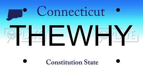 THEWHY Connecticut License Plate