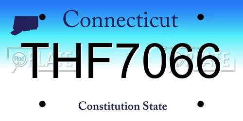 THF7066 Connecticut License Plate