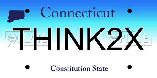 THINK2X Connecticut License Plate