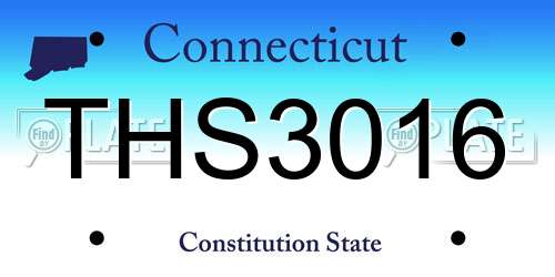 THS3016 Connecticut License Plate