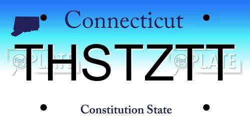 THSTZTT Connecticut License Plate