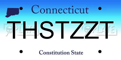 THSTZZT Connecticut License Plate