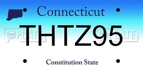 THTZ95 Connecticut License Plate