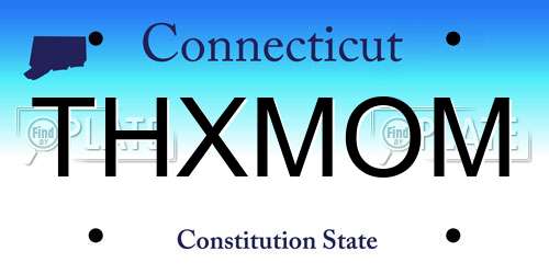 THXMOM Connecticut License Plate