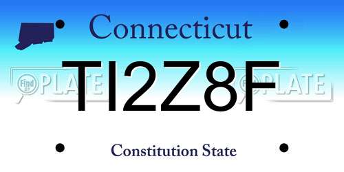 TI2Z8F Connecticut License Plate