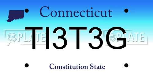 TI3T3G Connecticut License Plate
