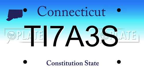 TI7A3S Connecticut License Plate