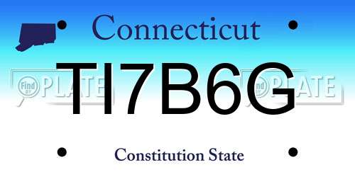 TI7B6G Connecticut License Plate