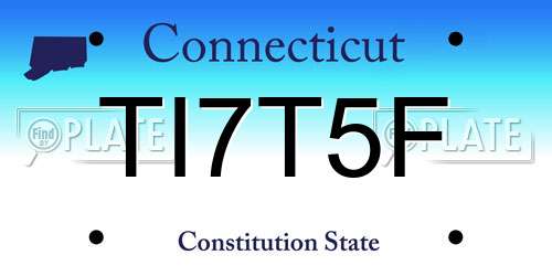TI7T5F Connecticut License Plate