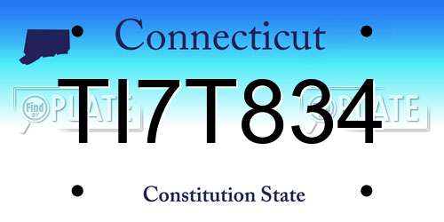 TI7T834 Connecticut License Plate