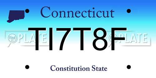 TI7T8F Connecticut License Plate