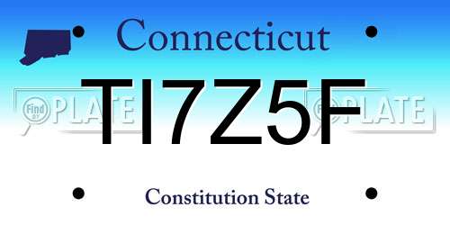 TI7Z5F Connecticut License Plate