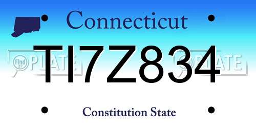 TI7Z834 Connecticut License Plate