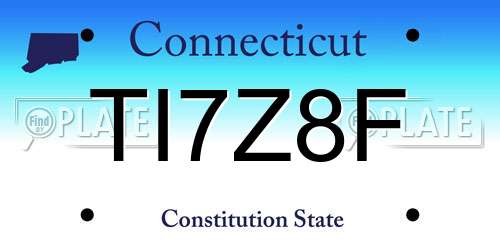 TI7Z8F Connecticut License Plate