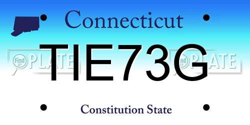 TIE73G Connecticut License Plate