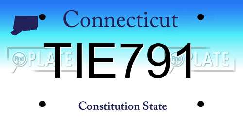 TIE791 Connecticut License Plate