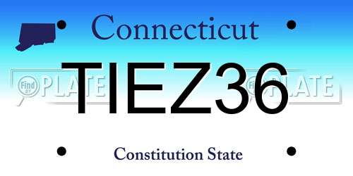 TIEZ36 Connecticut License Plate