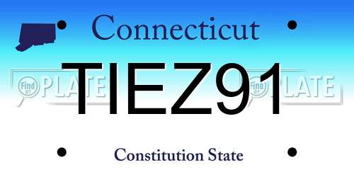 TIEZ91 Connecticut License Plate