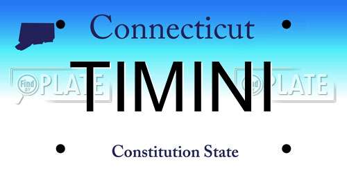 TIMINI Connecticut License Plate
