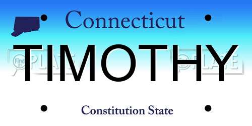 TIMOTHY Connecticut License Plate